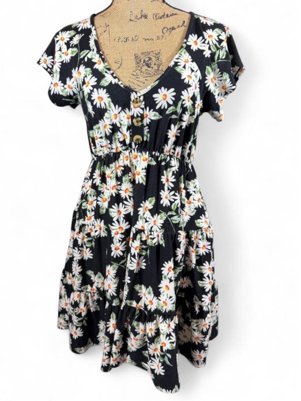 No Boundaries Black Daisy Floral Mini Dress Size Medium
